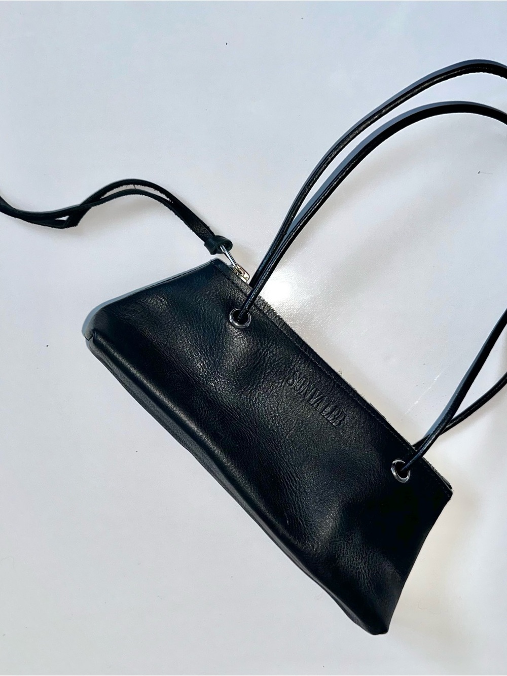 Sonya Lee Black Leather Shoulder Bag